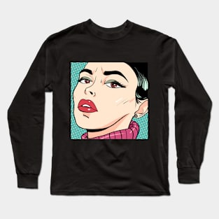 Young woman pop art Long Sleeve T-Shirt